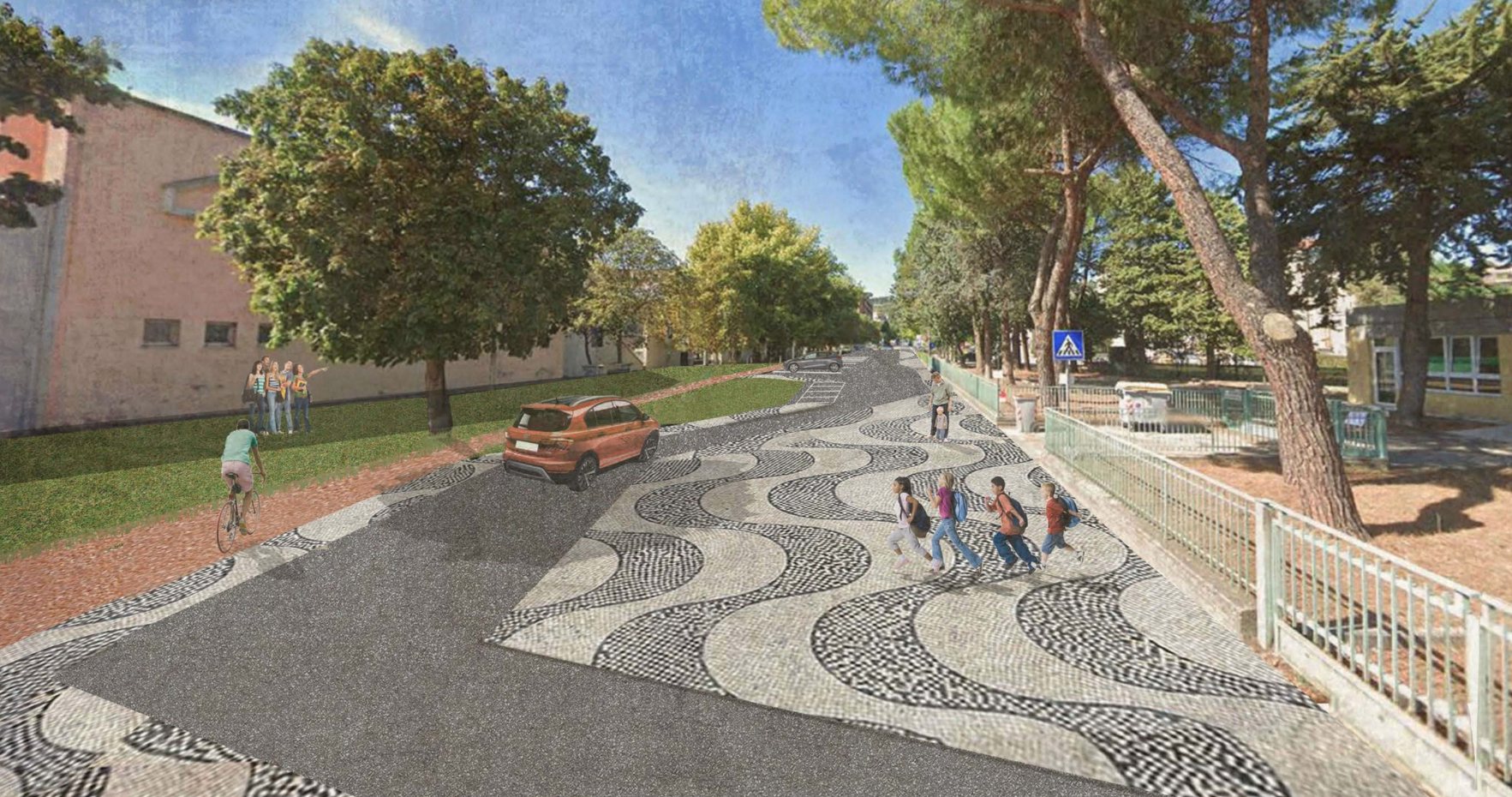 Vista fotorealistica della proposta progettuale, Via Cestellini tratto sud