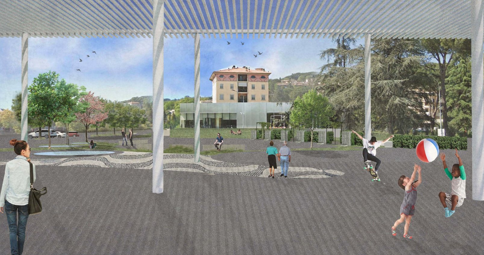Vista fotorealistica della proposta progettuale, Piazza del Mercato