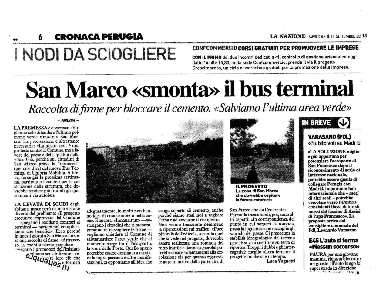 La Nazione, 11 settembre 2013 — San Marco smonta il bus terminal